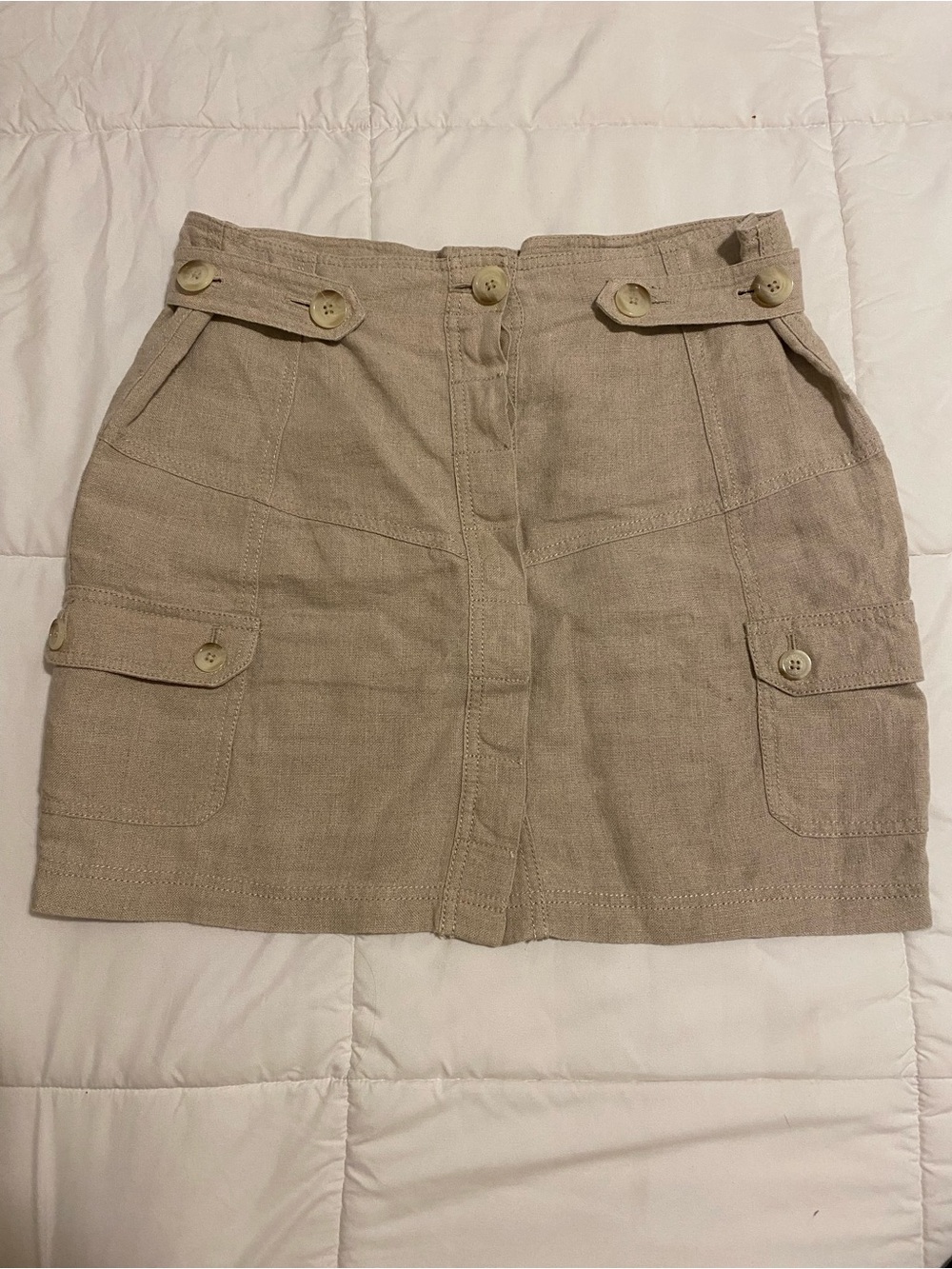 Michael Kors Linen Cargo Mini Skirt Sz 4 Adjustable Waist